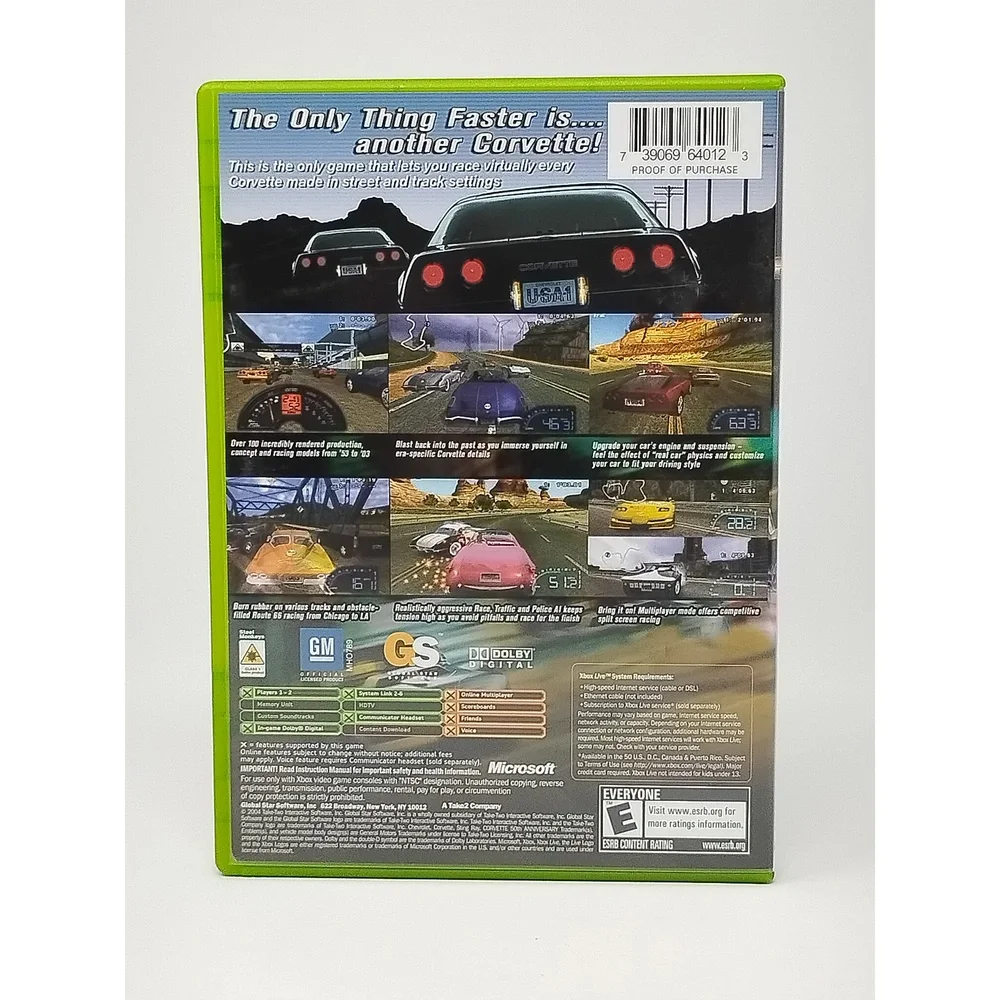 Corvette 50th Anniversary Xbox Game Chevrolet Sports Car Sim 1953-2003 Racing